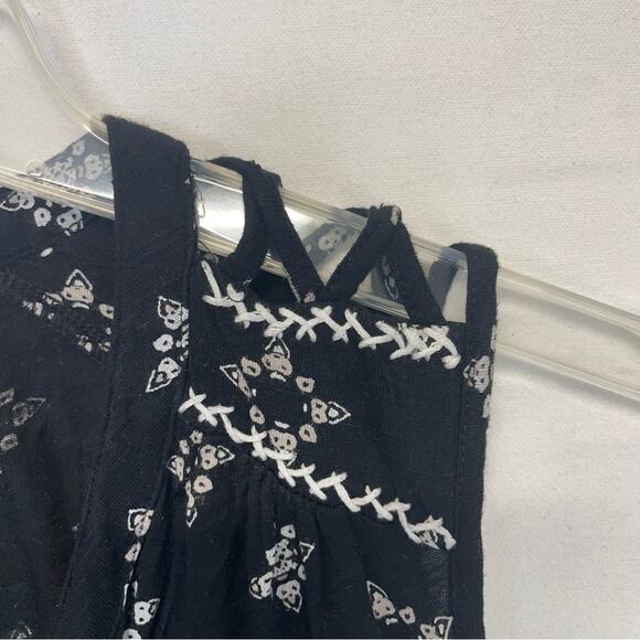 Lucky Sleeveless Blouse boho printed design fringe tassels V-neck Size Large - Picture 7 of 10